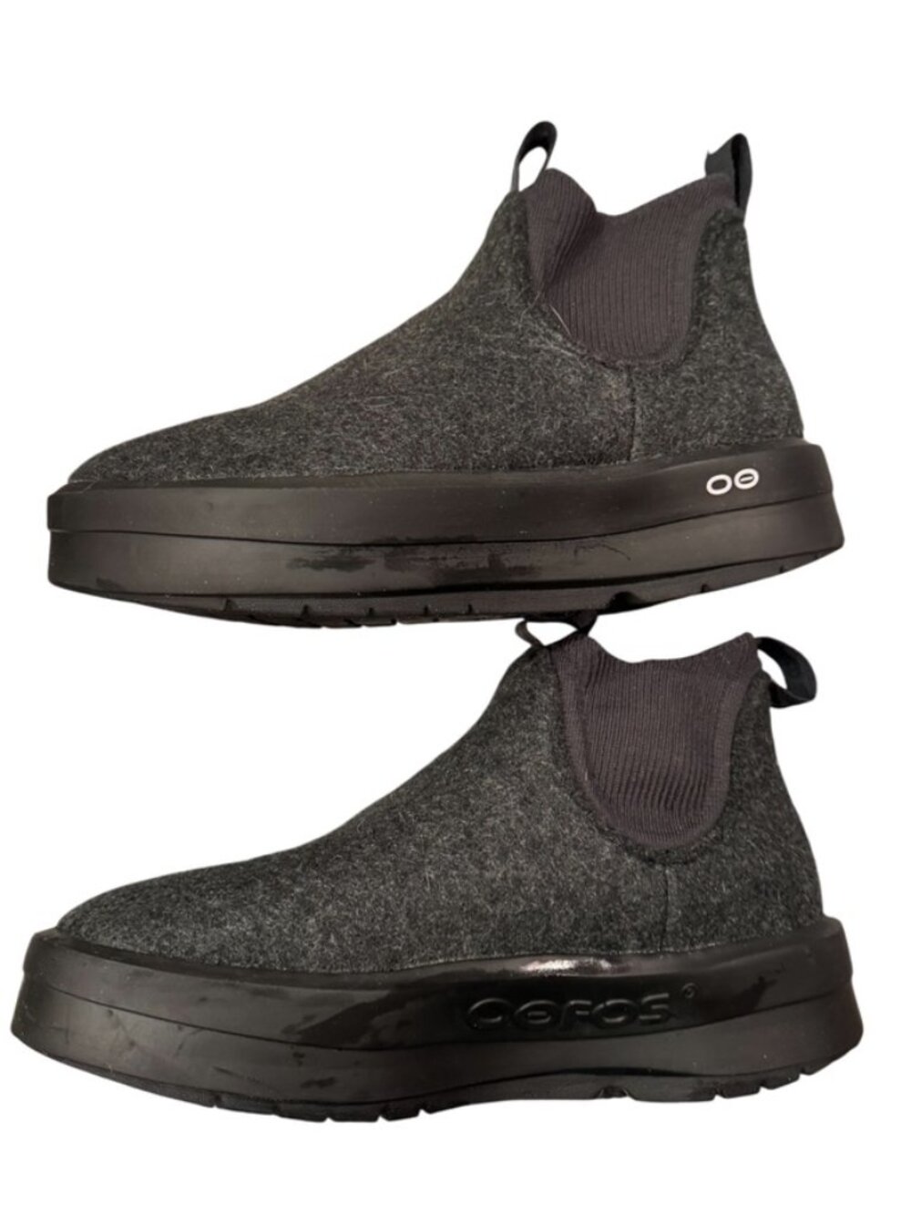 OOFOS OOmega Londoner Recovery Boots Women’s 7 Charcoal Gray Wool Blend - Picture 6 of 8